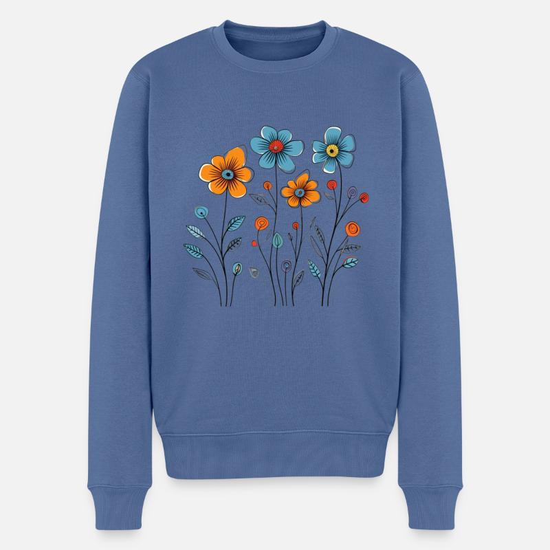 Mélange de fleurs - Pull Premium bio Homme - bleu pigeon