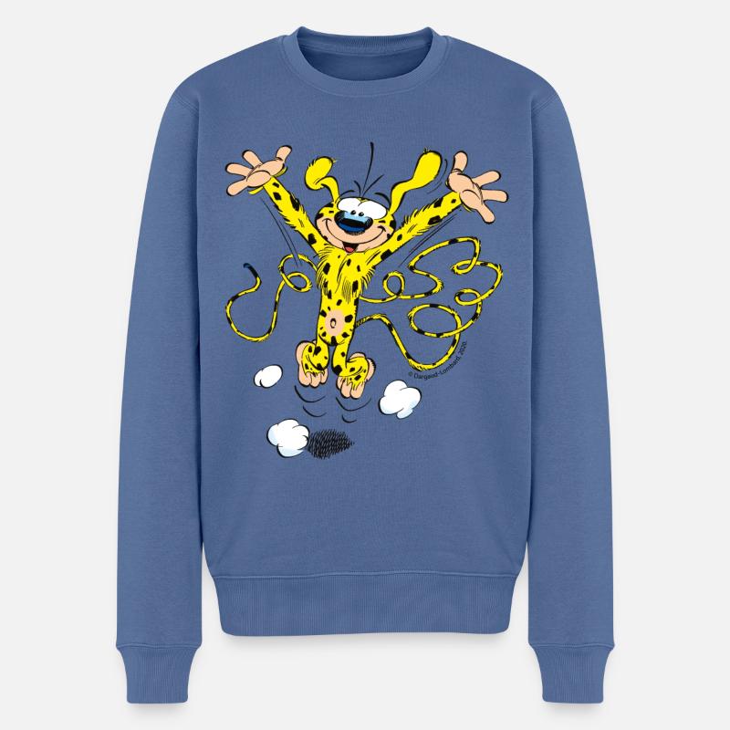 Marsupilami Happy - Männer Premium Bio Pullover - Taubenblau