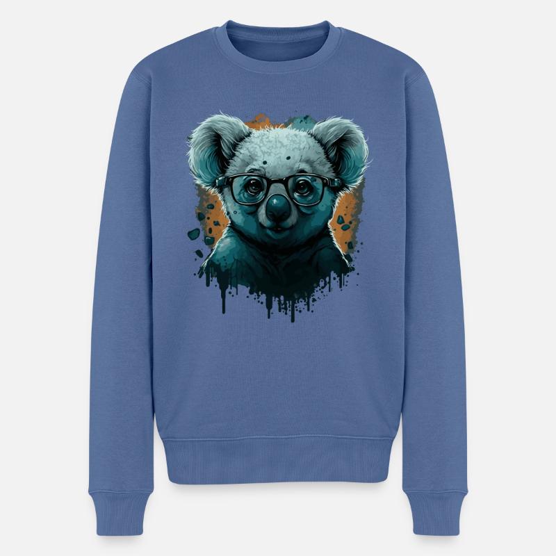 Koala Nerd - Pull Premium bio Homme - bleu pigeon