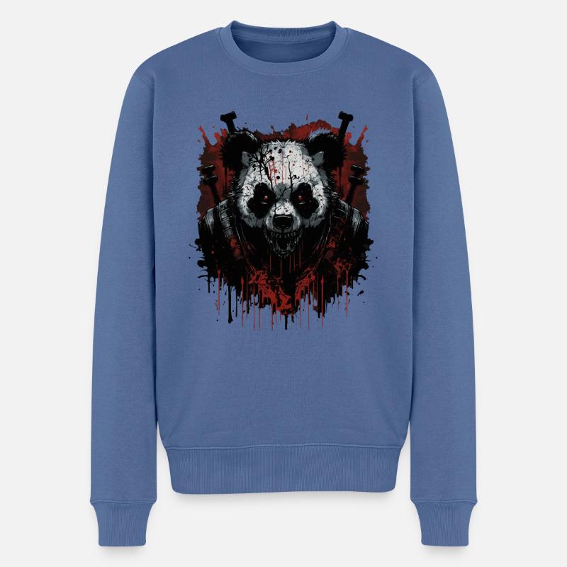 Guerrier panda - Pull Premium bio Homme - bleu pigeon