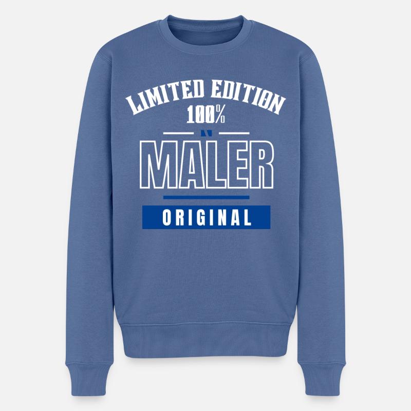 Limited Edition 100% - Maler - Original - Männer Premium Bio Pullover - Taubenblau