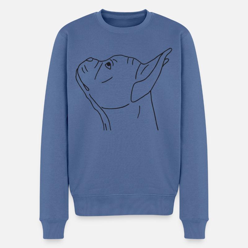 Französische Bulldogge - Männer Premium Bio Pullover - Taubenblau