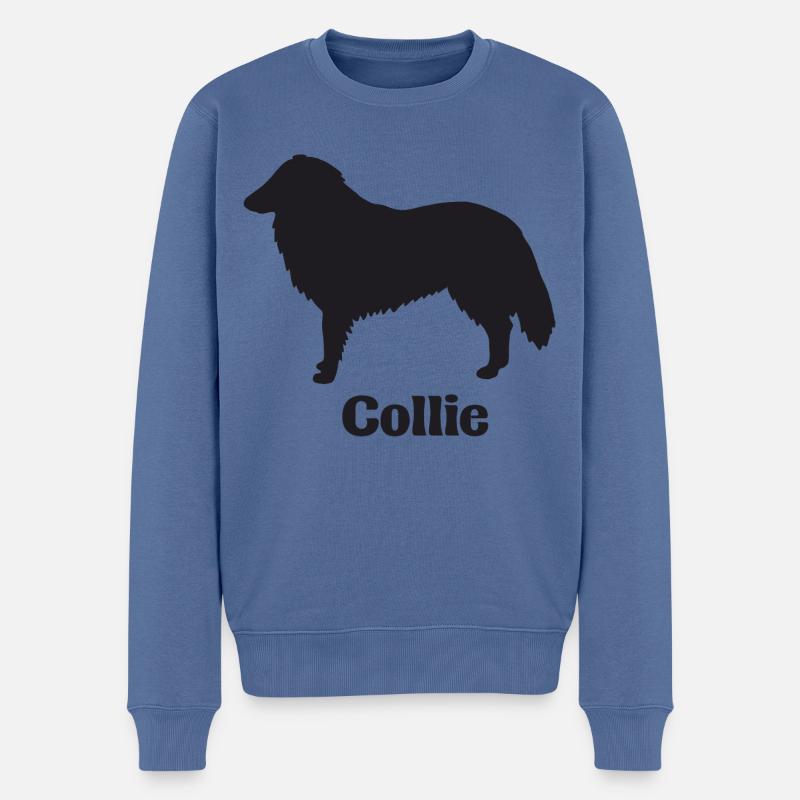 Collie Silhouette - Männer Premium Bio Pullover - Taubenblau