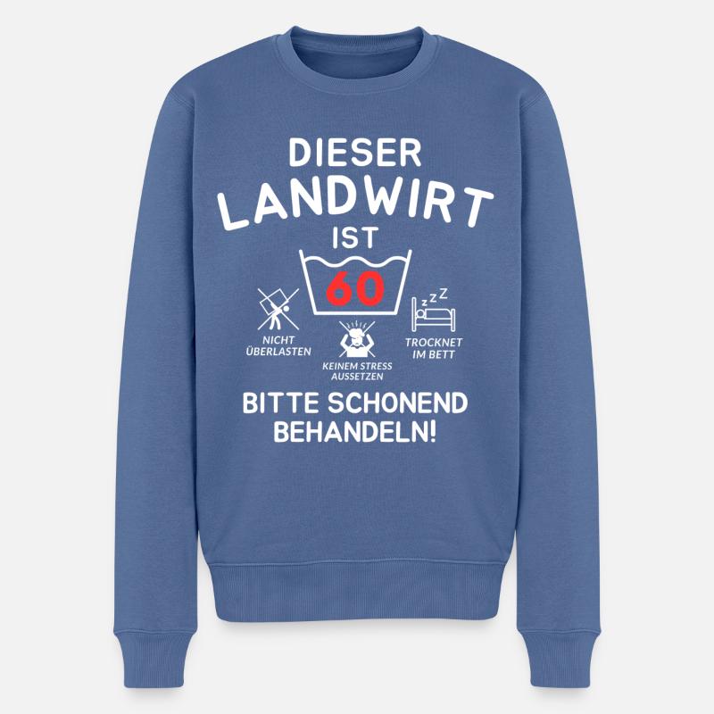 Dieser Landwirt ist 60. Schonend behandeln - Männer Premium Bio Pullover - Taubenblau