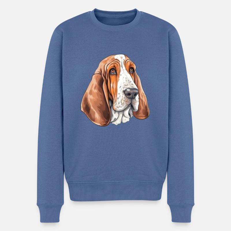 Basset Hound - Männer Premium Bio Pullover - Taubenblau