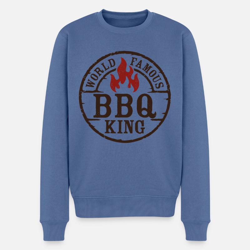BBQ König - Männer Premium Bio Pullover - Taubenblau