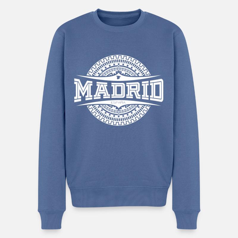 Madrid Weiß - Männer Premium Bio Pullover - Taubenblau