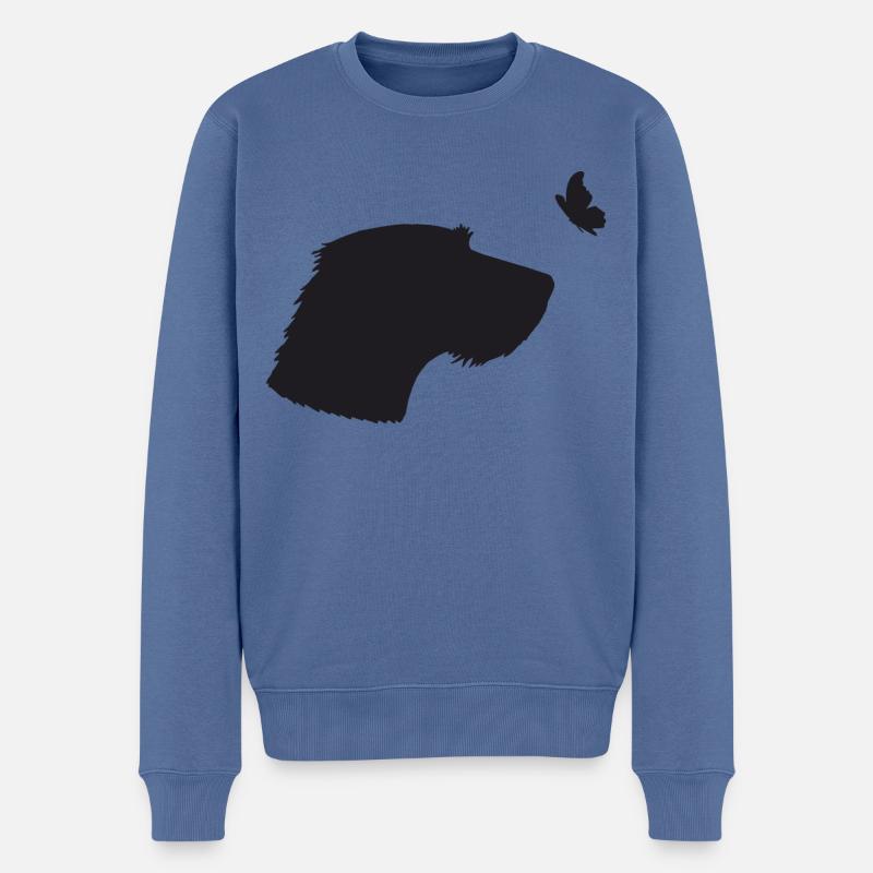 Rauhaardackel mit Schmetterling - Männer Premium Bio Pullover - Taubenblau