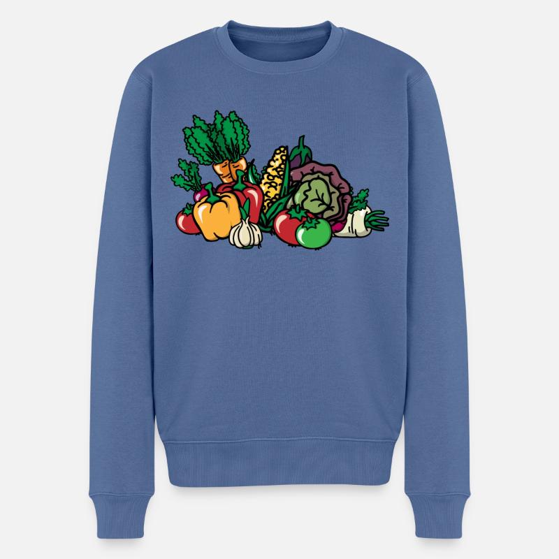 Gemüse Gemüsekorb Vegetables Vegan Plant-based - Männer Premium Bio Pullover - Taubenblau