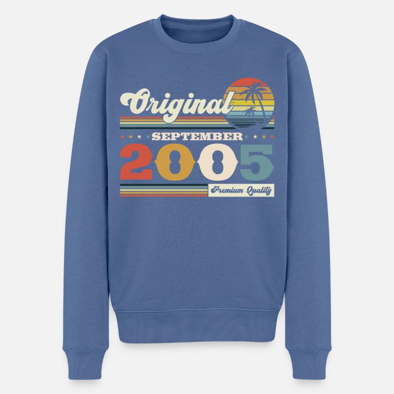 18. Geburtstag Original September Jahrgang 2005 - Männer Premium Bio Pullover - Taubenblau