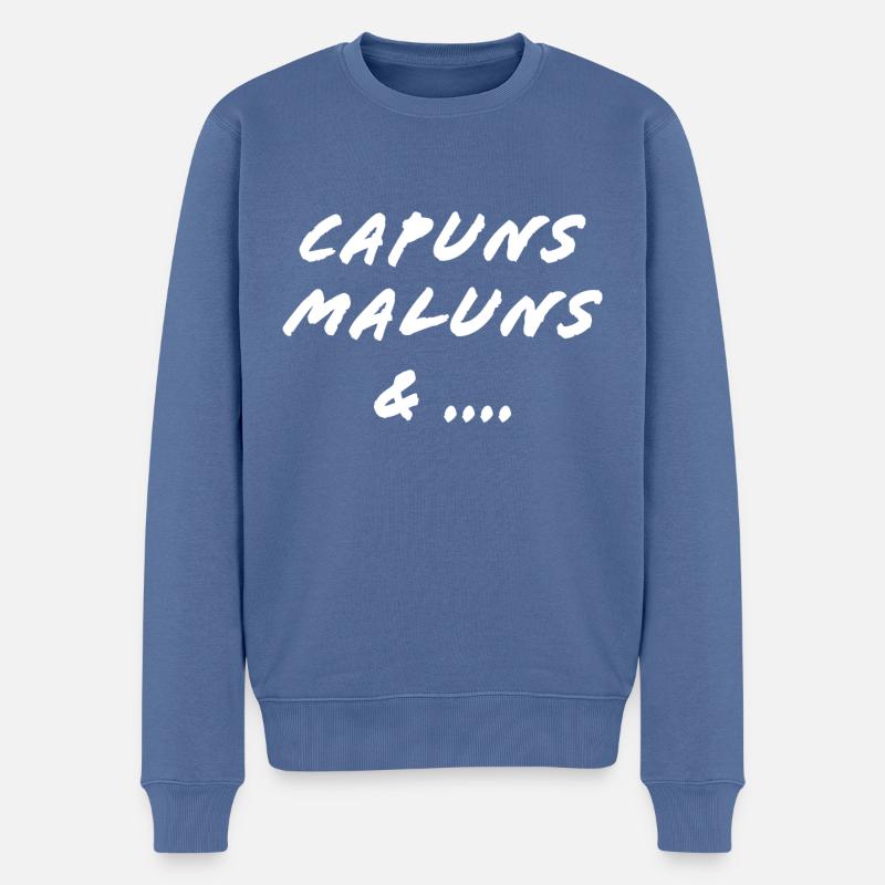 capuns maluns weiss - Männer Premium Bio Pullover - Taubenblau