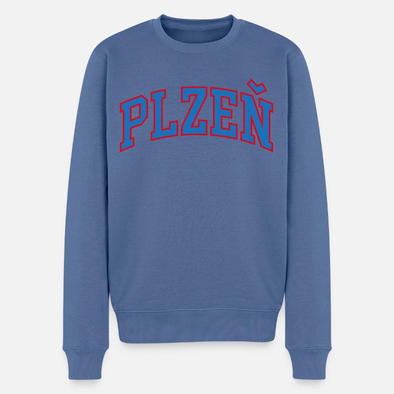 Plzeň Pilsen - Männer Premium Bio Pullover - Taubenblau