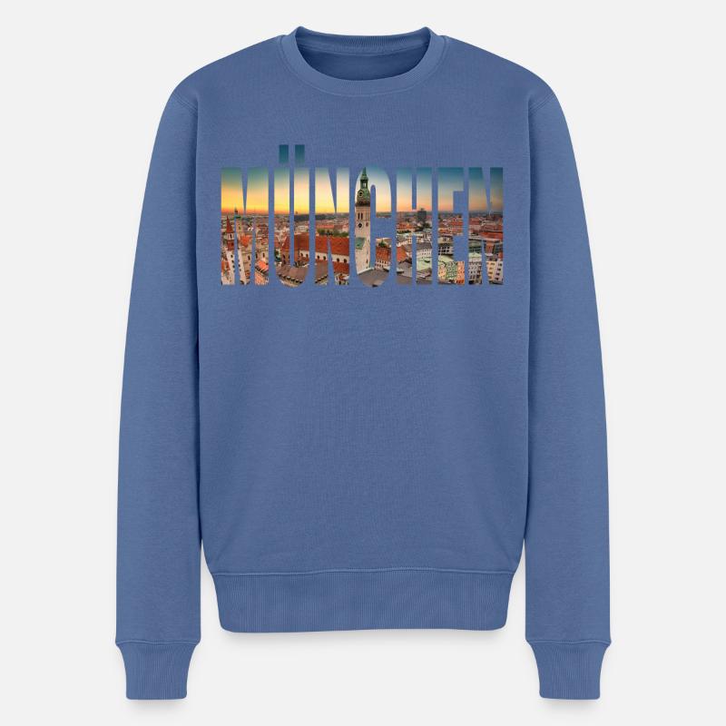 München SKYLINE - Männer Premium Bio Pullover - Taubenblau