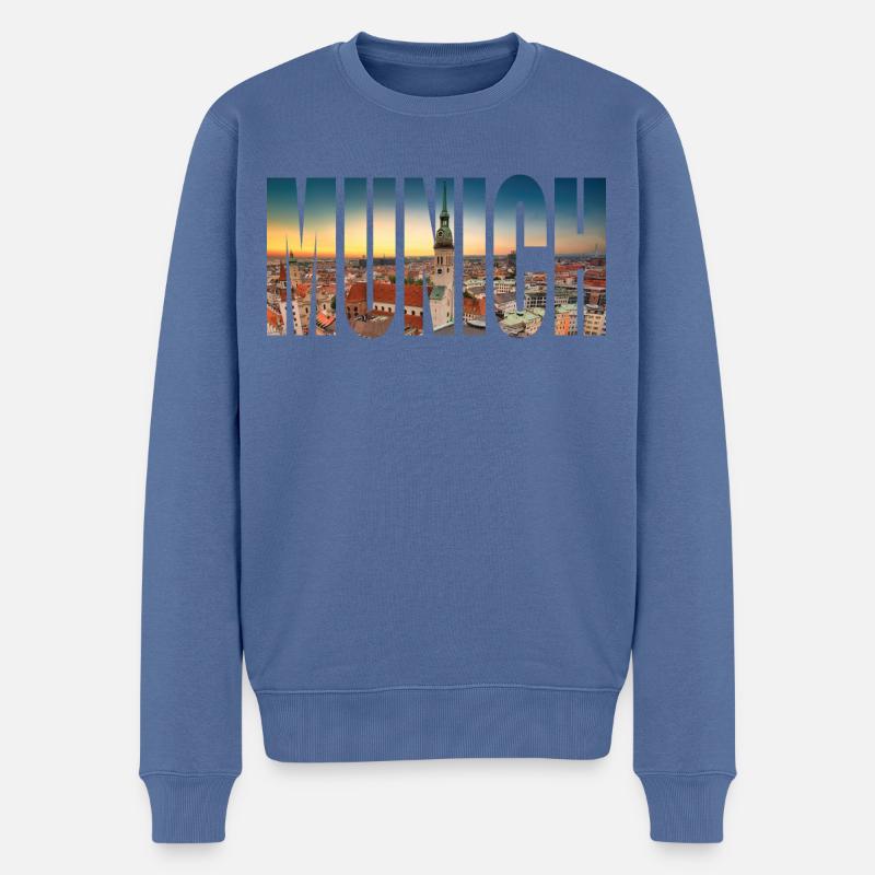 Munich MÜNCHEN - Männer Premium Bio Pullover - Taubenblau