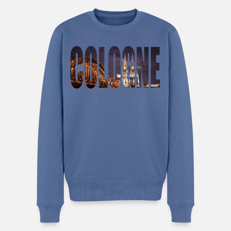 NUIT SKYLINE DE COLOGNE - Pull Premium bio Homme - bleu pigeon