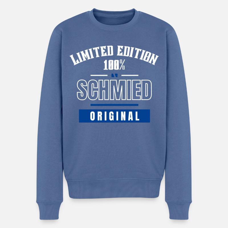 Limited Edition 100% - Schmied - Original - Männer Premium Bio Pullover - Taubenblau