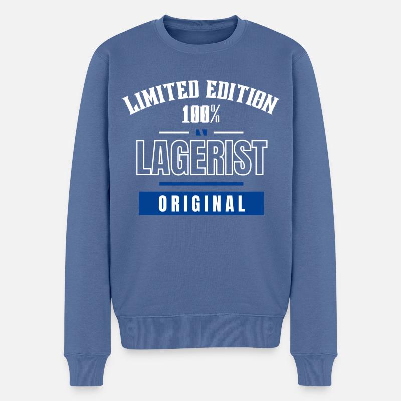 Limited Edition 100% - Lagerist - Original - Männer Premium Bio Pullover - Taubenblau