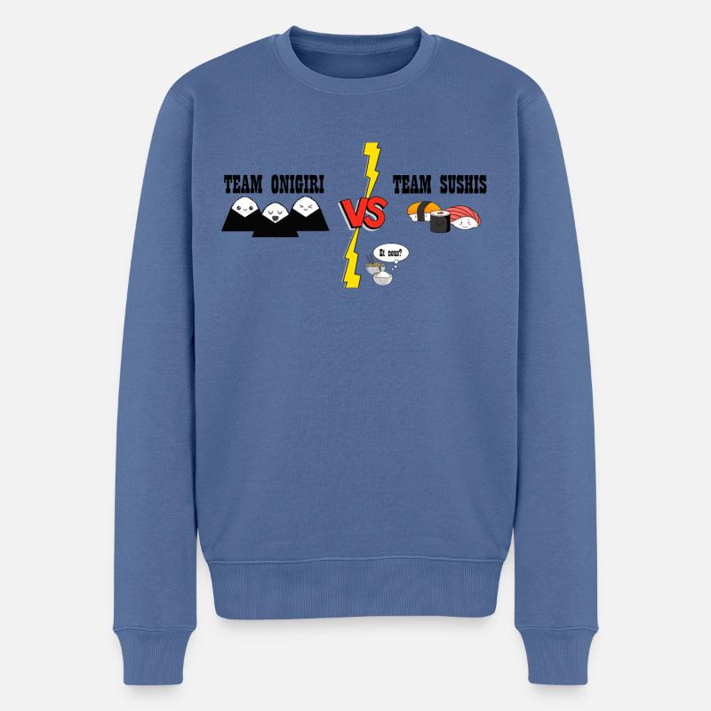 TEAM ONIGIRI VS TEAM SUSHI - Männer Premium Bio Pullover - Taubenblau