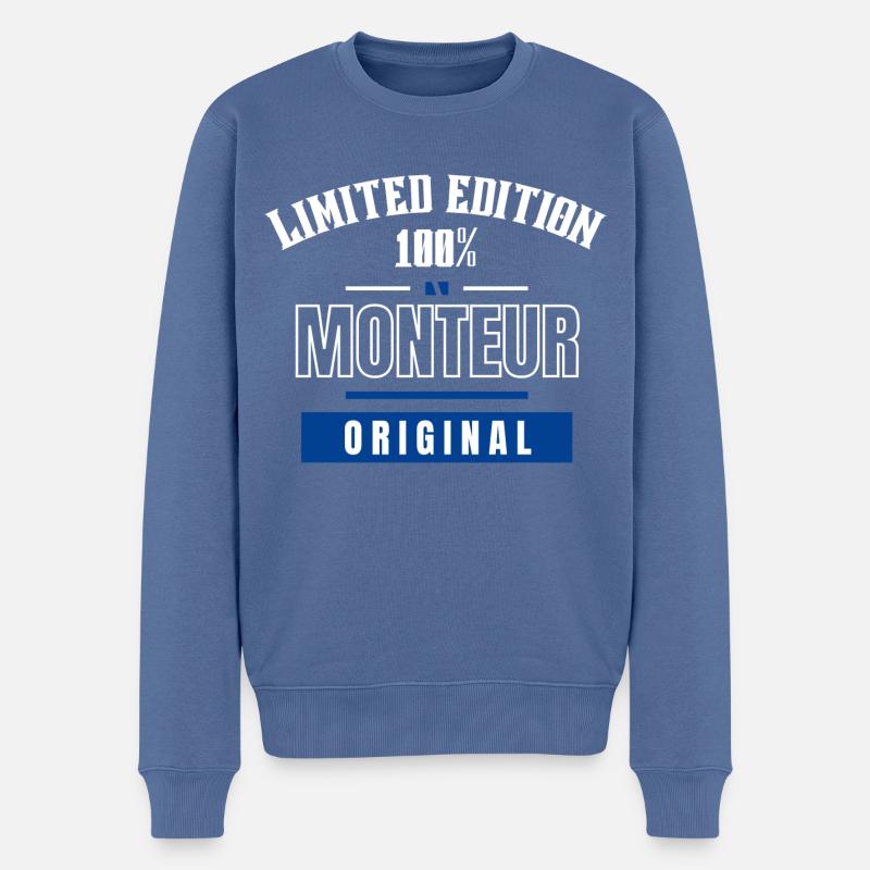 Limited Edition 100% - Monteur - Original - Männer Premium Bio Pullover - Taubenblau