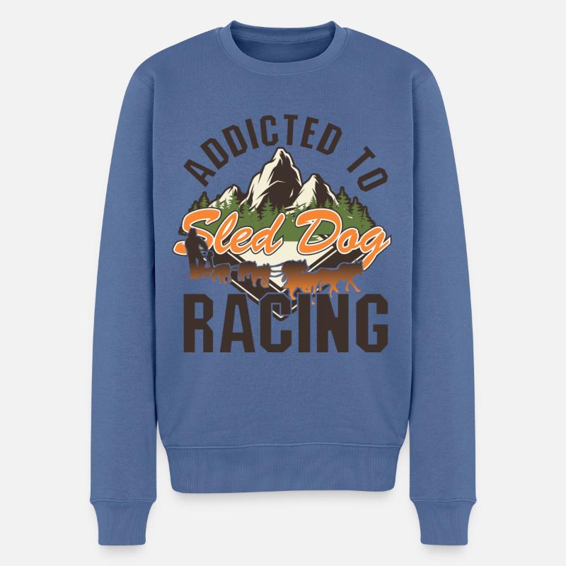 Schlittenhunde und Schlitten fahren - Männer Premium Bio Pullover - Taubenblau
