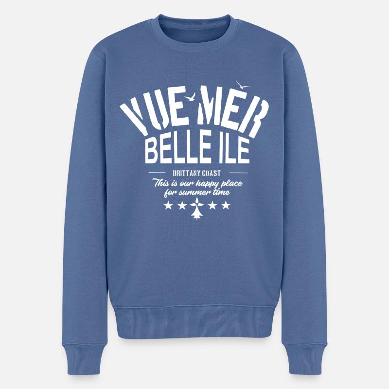Blick aufs Schöne Meer Ile - Männer Premium Bio Pullover - Taubenblau