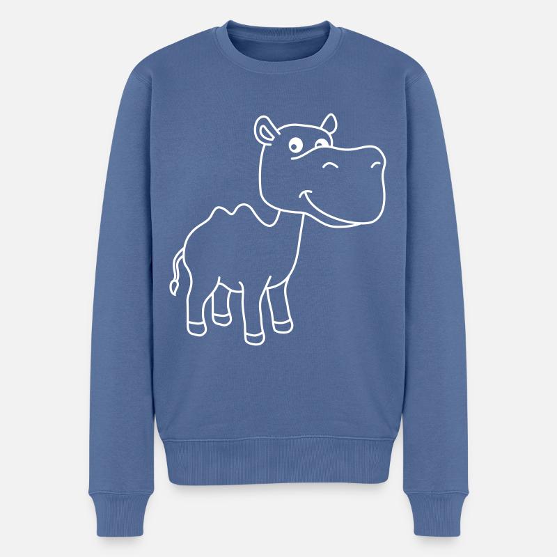 Kamel Comic - Männer Premium Bio Pullover - Taubenblau