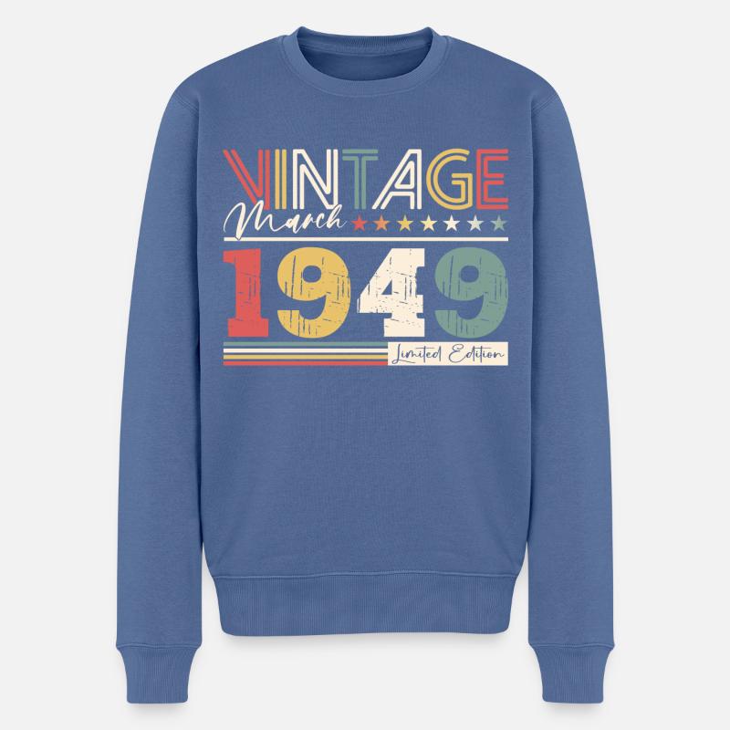 75. Geburtstag Geschenk Vintage März 1949 - Männer Premium Bio Pullover - Taubenblau