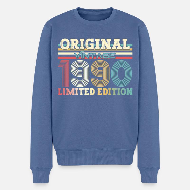 Original 1990 Millésime 1990 34e anniversaire 1990 - Pull Premium bio Homme - bleu pigeon