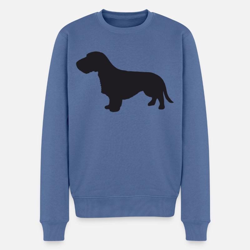 Rauhaardackel Silhouette - Männer Premium Bio Pullover - Taubenblau