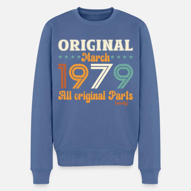 45. Geburtstag Geschenk Original März 1979 - Männer Premium Bio Pullover - Taubenblau