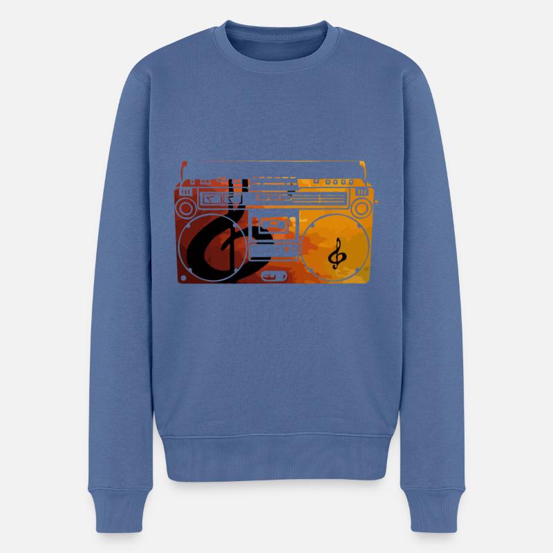 Musik Radio - Männer Premium Bio Pullover - Taubenblau