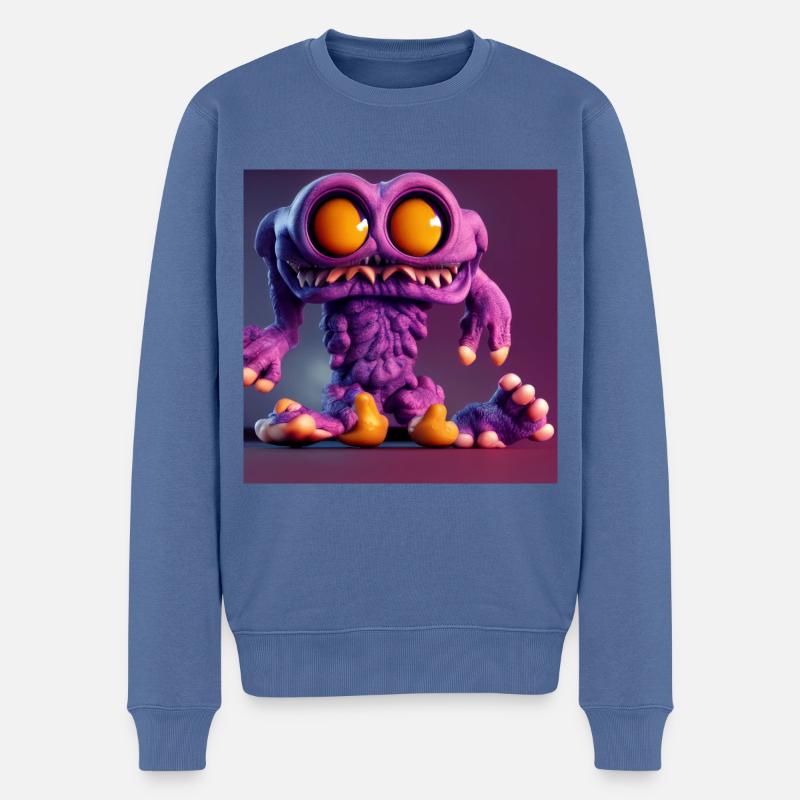 Kleiner lila Schrecken - Männer Premium Bio Pullover - Taubenblau