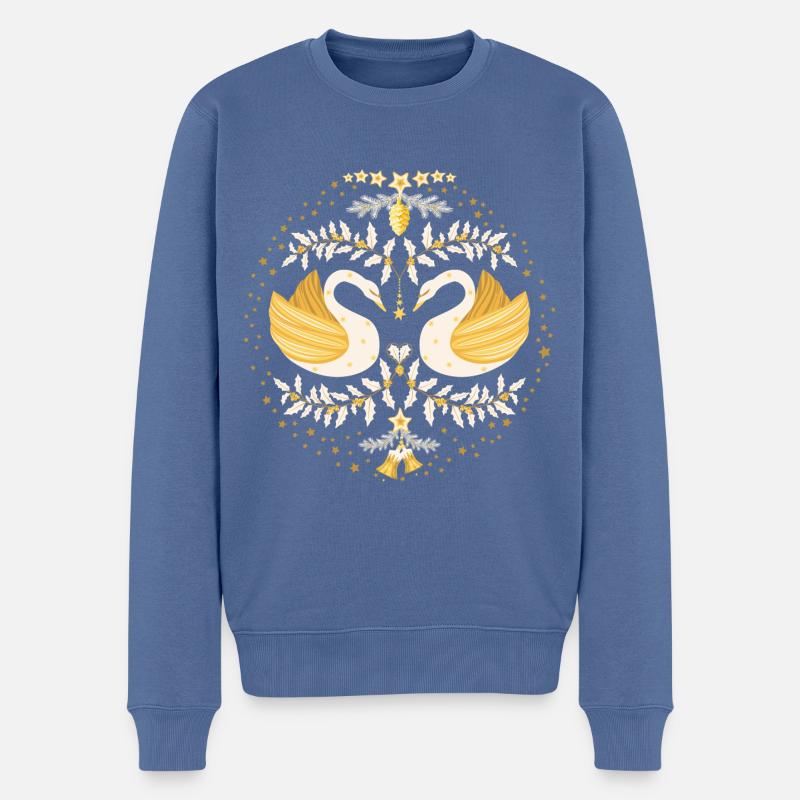 Weihnachtsgalaxie Schwäne - Männer Premium Bio Pullover - Taubenblau