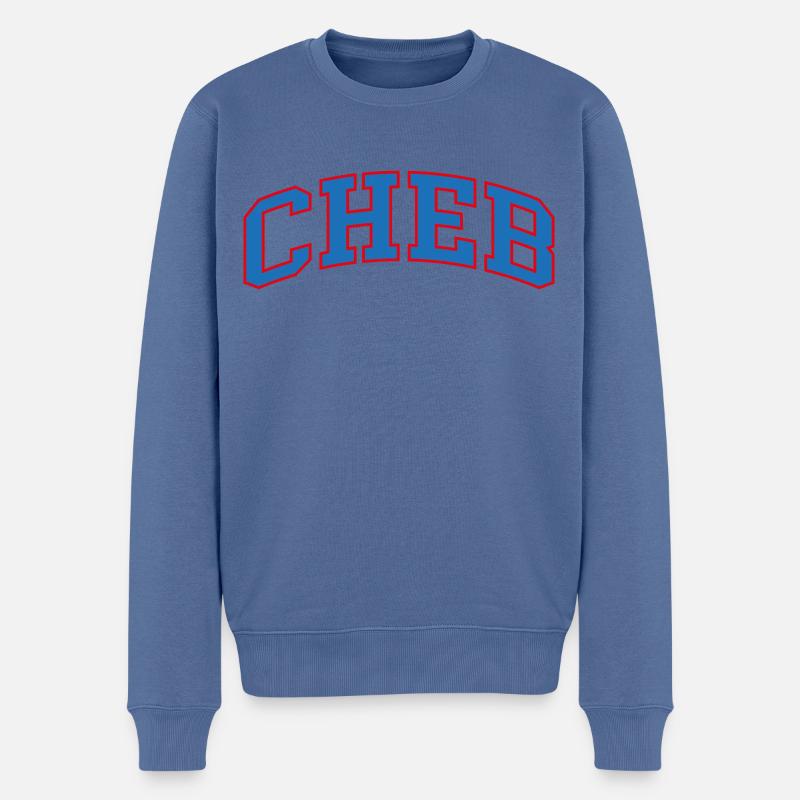 Cheb - Männer Premium Bio Pullover - Taubenblau
