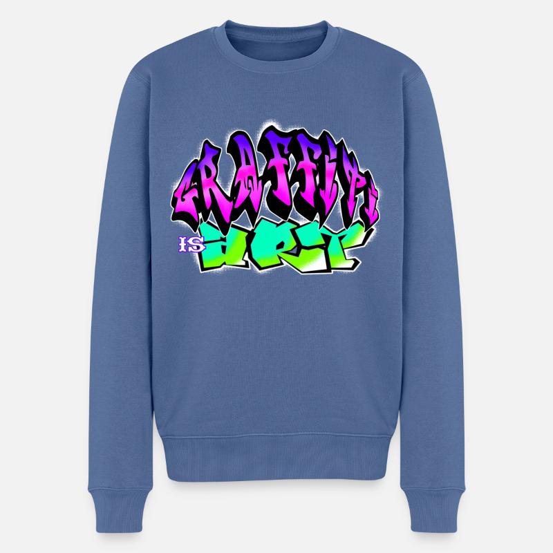 Graffiti is Art bunter Graffito Slogan - Männer Premium Bio Pullover - Taubenblau