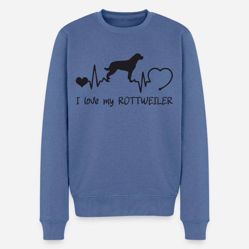 Rottweiler mit Herzschlag - Männer Premium Bio Pullover - Taubenblau