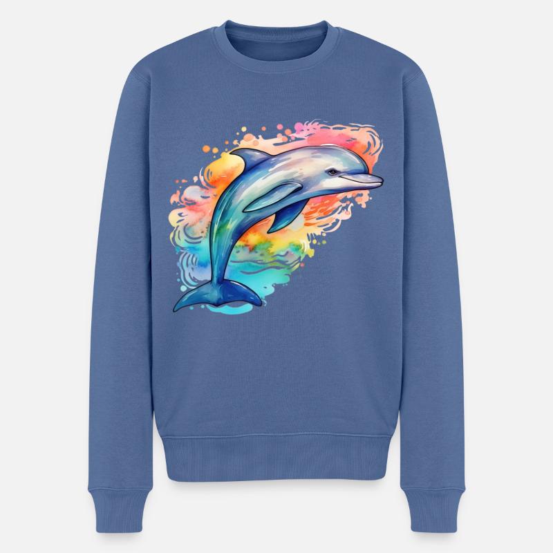 Dauphin - Pull Premium bio Homme - bleu pigeon