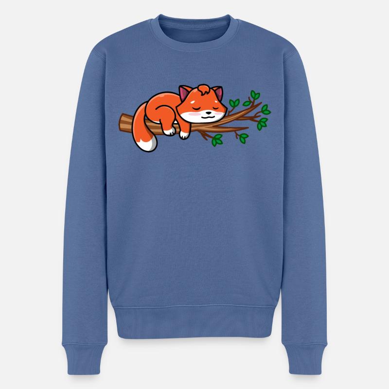 Fuchs / Fox / renard / Füchslein / Geschenkidee - Männer Premium Bio Pullover - Taubenblau