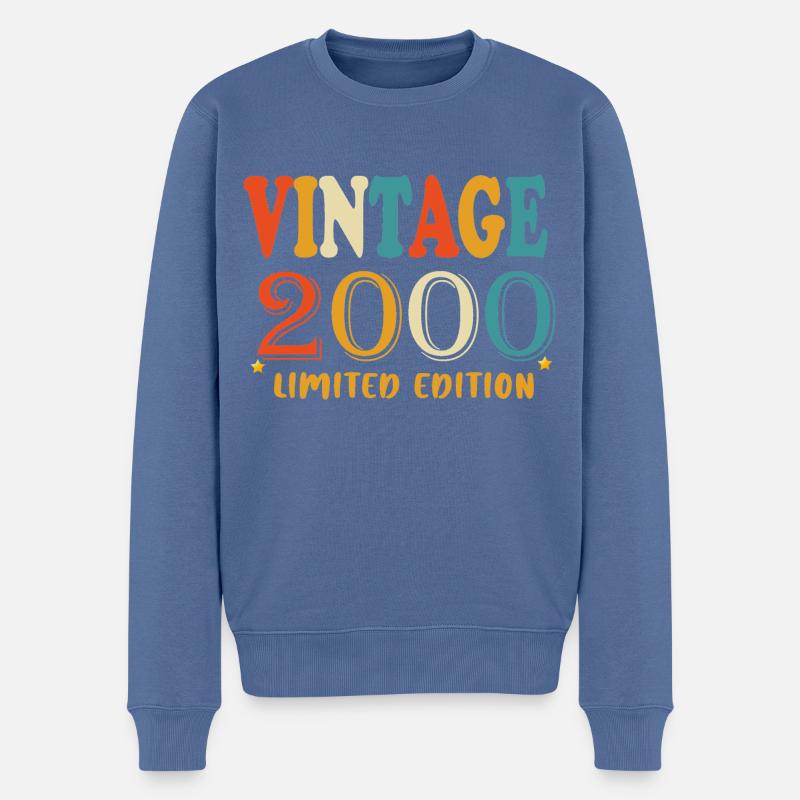 Édition limitée 2000 - Pull Premium bio Homme - bleu pigeon