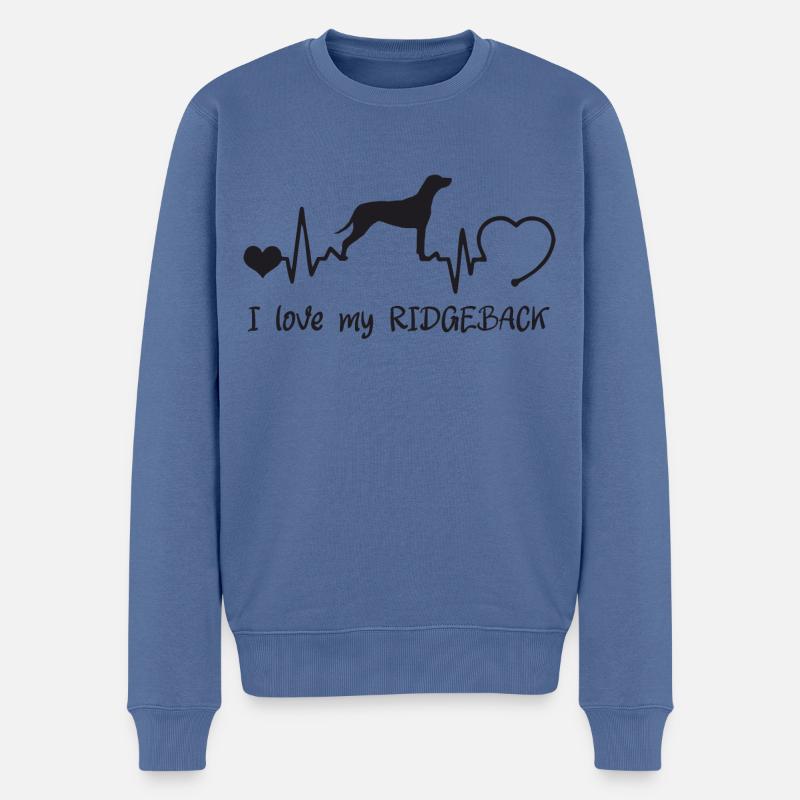 Rhodesian Ridgeback mit Herzschlag - Männer Premium Bio Pullover - Taubenblau