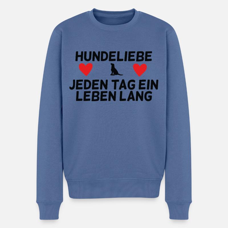 Hundeliebe – Jeden Tag ein Leben lang - Männer Premium Bio Pullover - Taubenblau