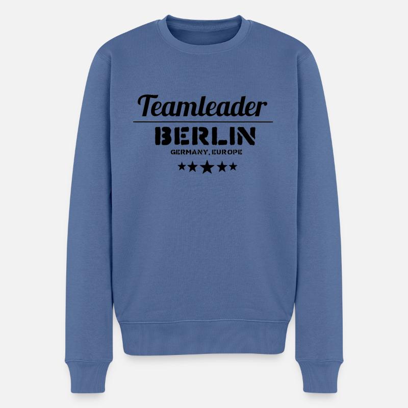 Berlin schwarz - Männer Premium Bio Pullover - Taubenblau