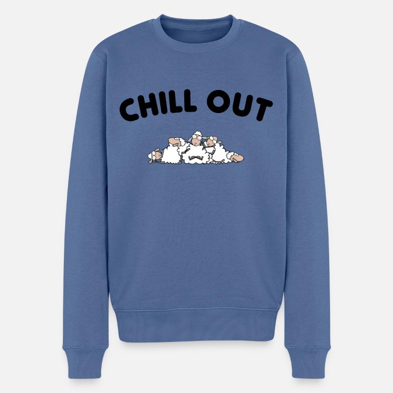 Chill Out Schafe - Männer Premium Bio Pullover - Taubenblau