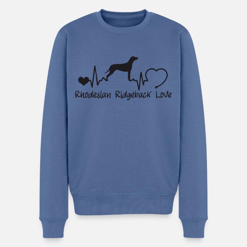 Rhodesian Ridgeback mit Herzschlag - Männer Premium Bio Pullover - Taubenblau