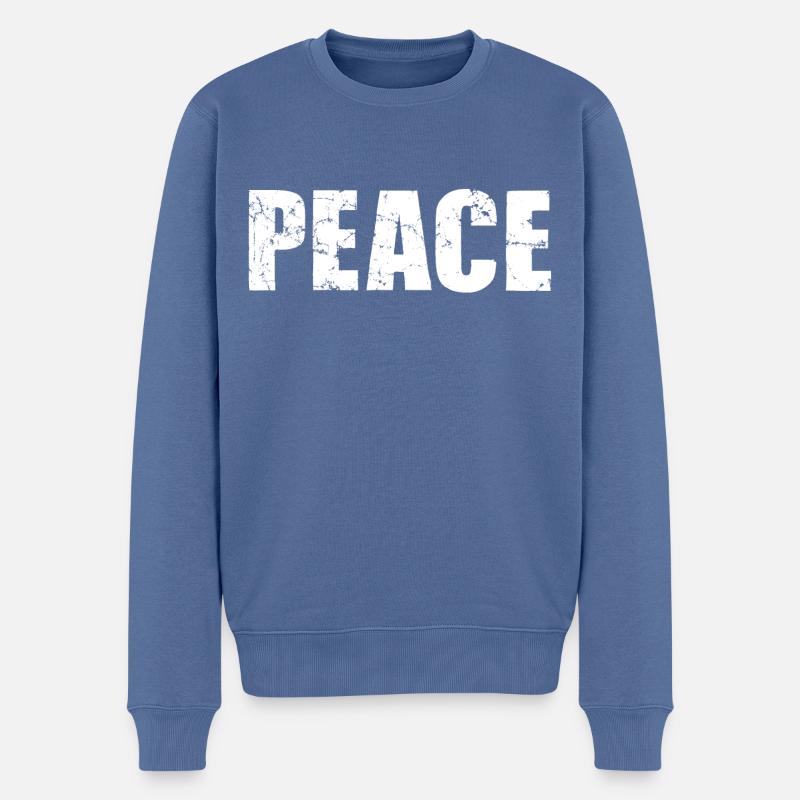 PEACE - Männer Premium Bio Pullover - Taubenblau