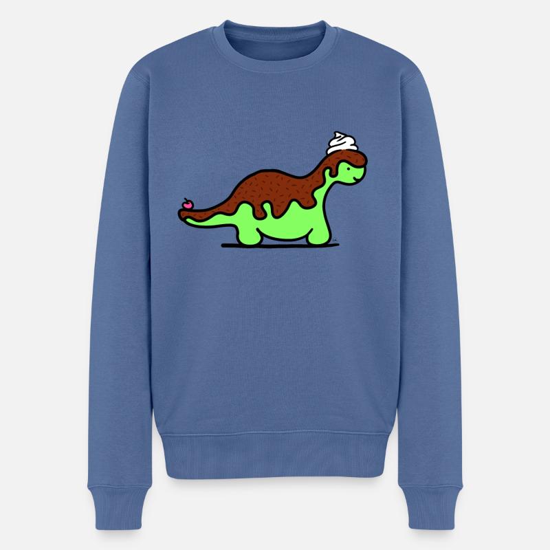 Dino - Männer Premium Bio Pullover - Taubenblau