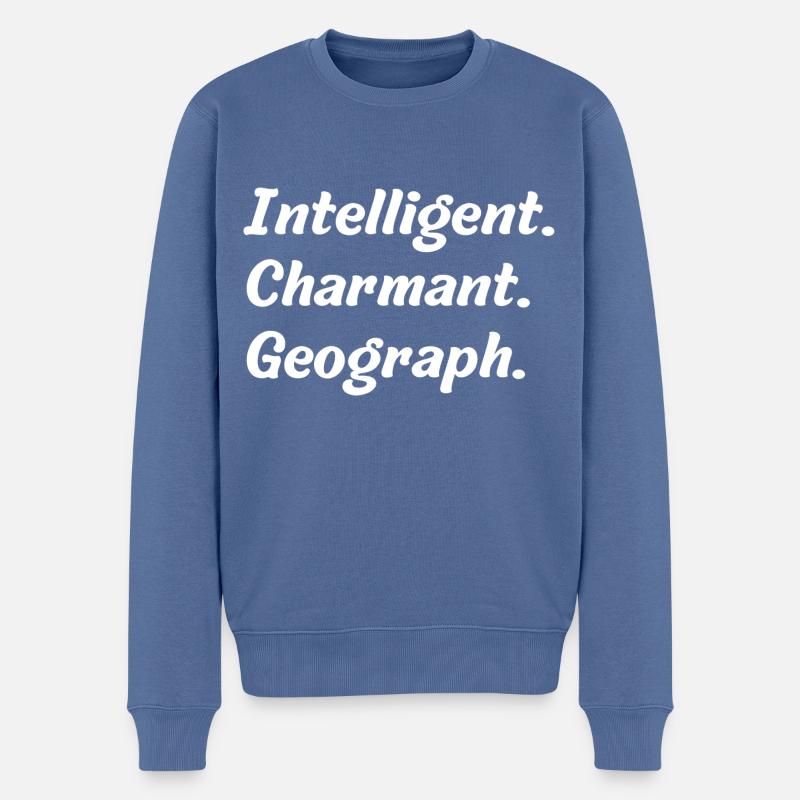 Intelligent. Charmant. Geograph - Männer Premium Bio Pullover - Taubenblau