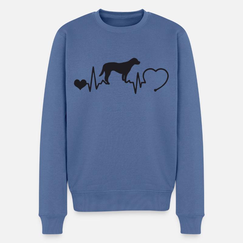 Labrador mit Herzschlag - Männer Premium Bio Pullover - Taubenblau