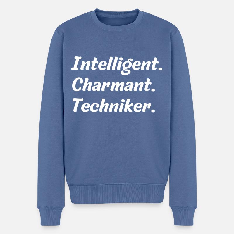Intelligent. Charmant. Techniker - Männer Premium Bio Pullover - Taubenblau