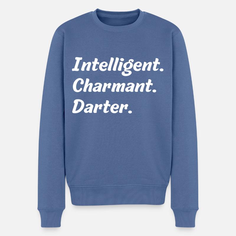 Intelligent. Charmant. Darter - Männer Premium Bio Pullover - Taubenblau
